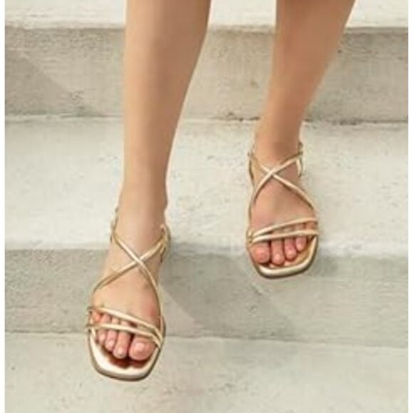 JOIE WOMEN'S GLORY GOLD STRAPPY SANDALS SIZE 6.5 NEW - Picture 1 of 6